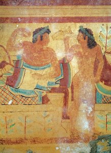 ヒョウの墓からの葬儀の詳細、紀元前490年頃の壁画